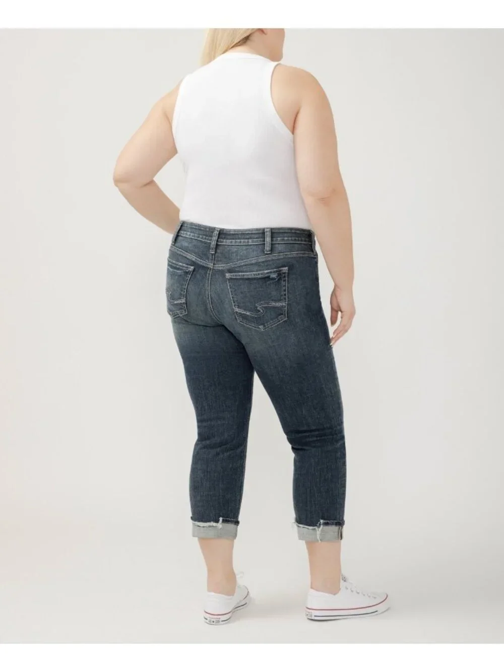 Silver Jeans Co. Suki Mid Rise Curvy Fit Straight Crop Jeans Plus Size 18W $84